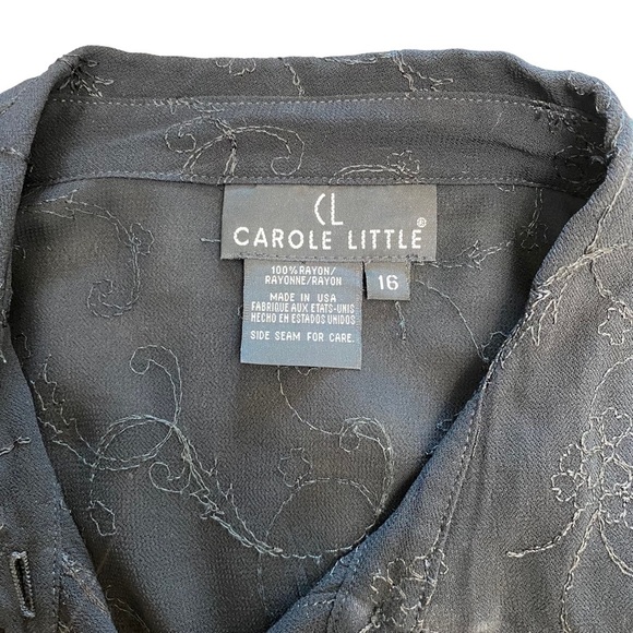 Carole Little Vintage Black Mesh Lace Floral Embroidered Button Down - Picture 14 of 14